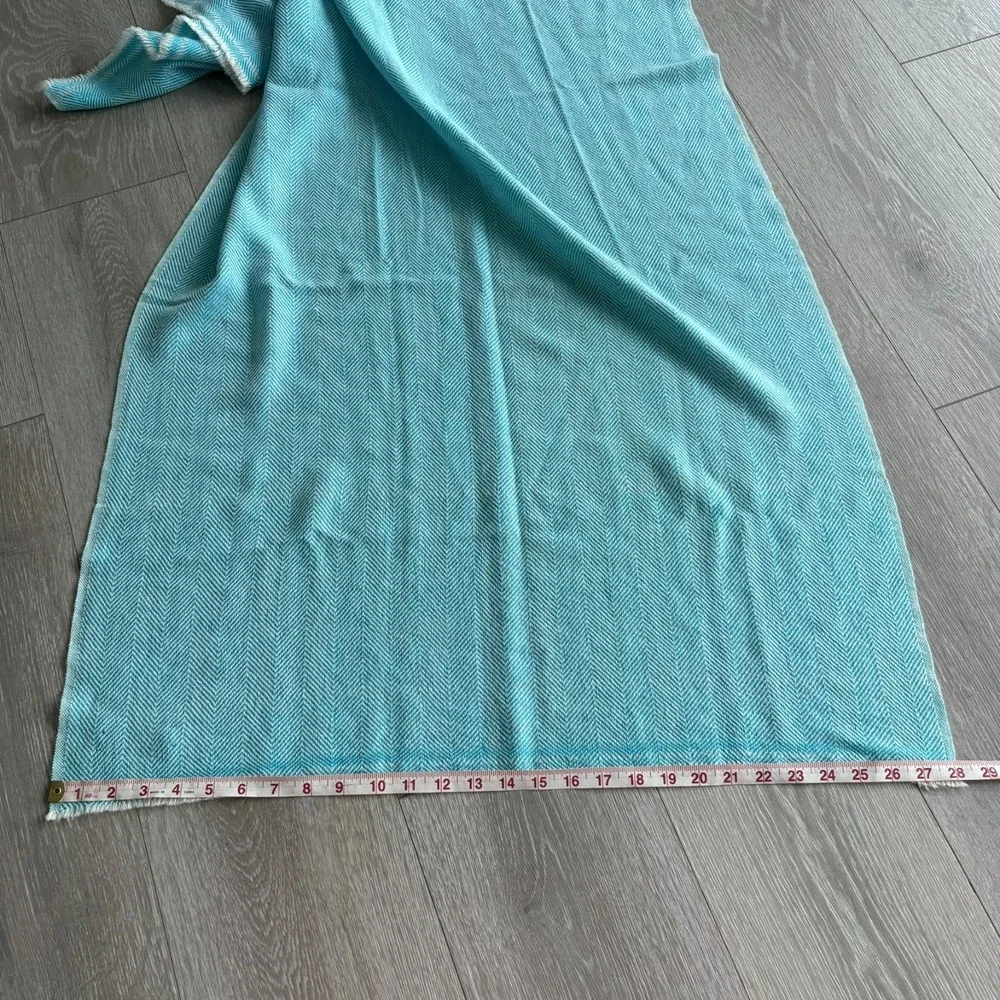 Nervana Unisex Blue Cashmere Herringbone Throw Blanket Shawl Scarf 28x80